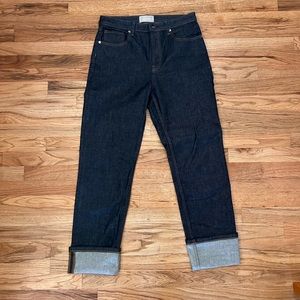 Everlane - the super straight jean, 30 regular, cuffed dark indigo